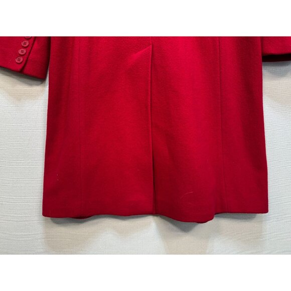 Anne Klein Lambswool Long Coat Womens 8 Red Button Front Winter Collared Casual - Picture 11 of 12